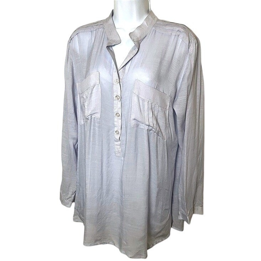 Soft Surroundings Light Blue Long Sleeve 1/2 Button Down Minimalist Shirt Size S
